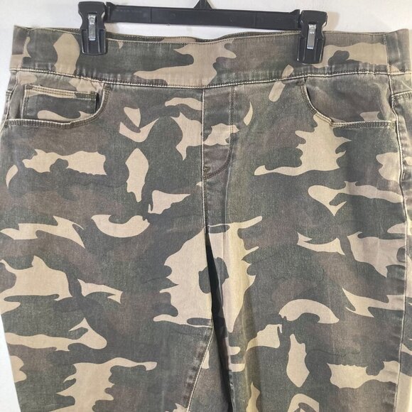 Womens A Beautiful Soul Camo Pants Pull On Green Brown 16 Cotton Spandex - Picture 3 of 6